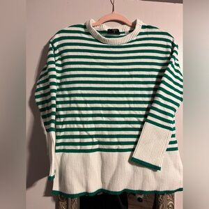 Green and White Tahari Sweater